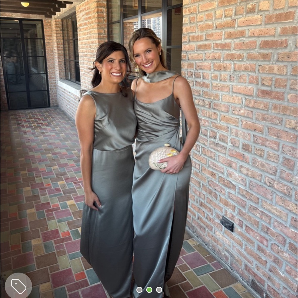 Elegant Sage Green Jenny Yoo Satin Dress